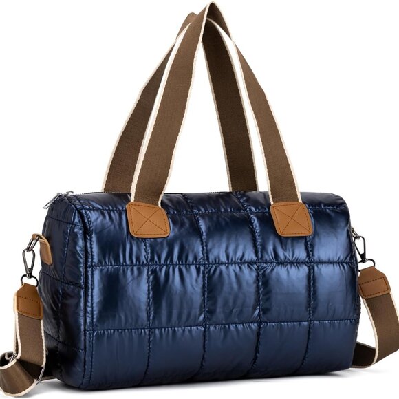 Puffer Tote Bag Women Quilted Crossbody Large Down Cotton Soft Padded - Picture 1 of 6